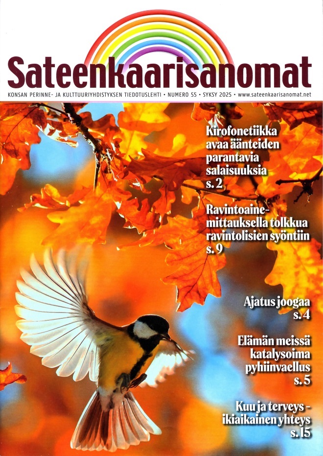 sateenkaarisanomat etusivu syksy 2025 tiainen lennossa oranssissa tammenlehvästössä